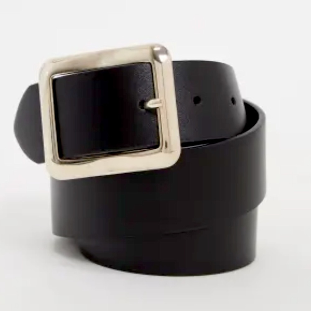 ASOS DESIGN Square Buckle Belt in Black - Picture 1 of 3
